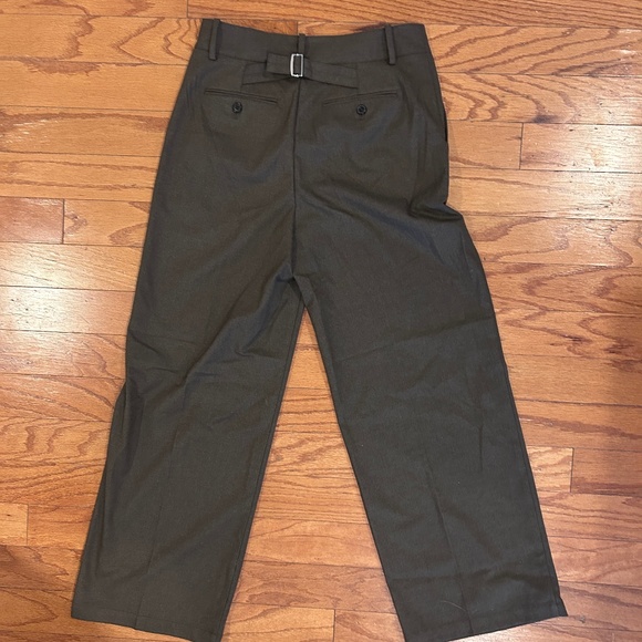 NWT Madewell - The Harlow Wide-Leg Trouser in Brushed Twill - Dark Olive Melange - Picture 9 of 9